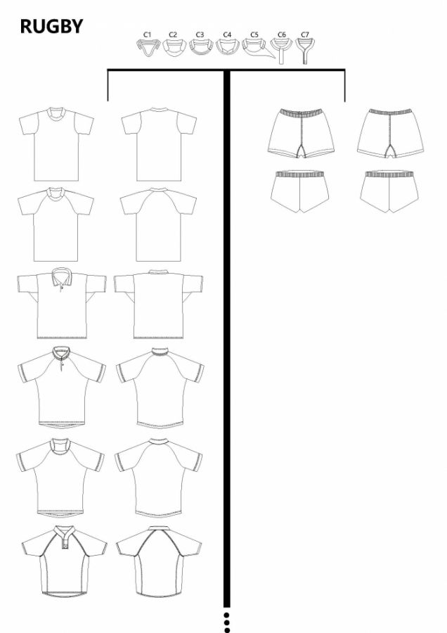 RUGBY TEAM WEAR BLANK TEMPLATE PATTERN